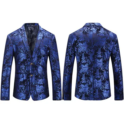 Men  Suit Blazer Prom Dress Formal Velvet Jacket Stage Costume Coat Tops • $52.01