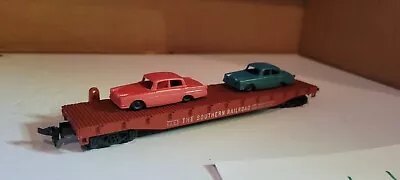 2A HO Scale Train Car THE SOUTHERN RAILROAD 4365 FLATCAR WITH 2 CARS HORN HOOK • $8.81