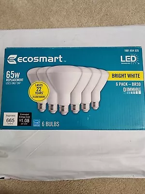 EcoSmart 65-Watt. Dimmable LED Light Bulbs Bright White (6-Pack) Lasts 22 Yrs. • $26