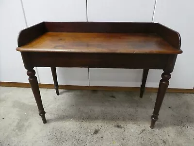 $585 • Buy Antique Cedar Timber Turned Leg Side Table Gallery Back Clerks Desk