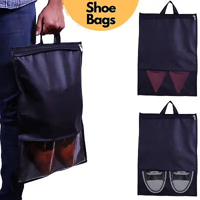 £6.99 • Buy Black Shoe Bag, Large Non-Woven Drawstring Shoes Storage Bags With Transparent 