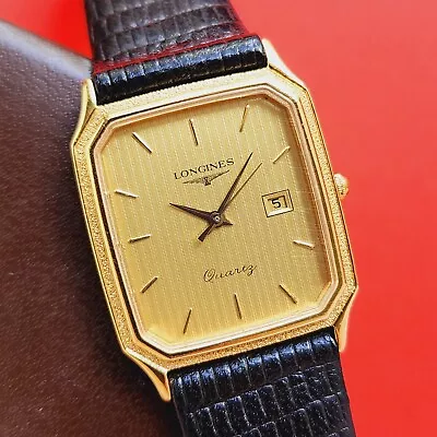 Longines Tank Watch Rare Vintage Date With Box & Leather Band 1939H-M0152 • $499
