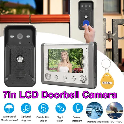 7in LCD Video Intercom Doorbell 1000TV Outdoor Camera IR Night View Waterproof • £88.92
