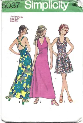 £4.50 • Buy Vintage Woman's 1972 Halter Neck Dress Sewing Pattern Bust 33    Petite Checked