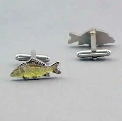 New Pair Mirror Carp Fish Mens Cufflinks Cuff Links Metal Enamel • £3.99