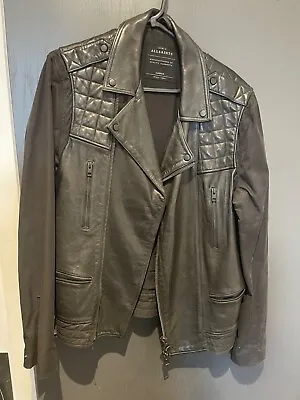 All Saints Mens Leather Jacket Biker Large • £25