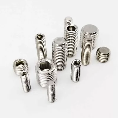 25pcs M2/M3/M4/ M5/M6/M8 Stainless Steel Grub Screws Flat Point Hex Socket Set • $4.71