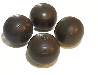 HENSELITE SUPER GRIP LAWN BOWLS 3lb 40z BROWN VINTAGE SET OF 4 SIZE 5 • £34.98