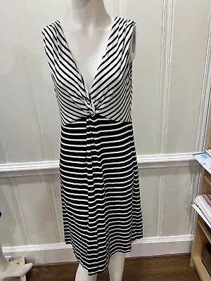 Soma Soft Jersey Sleeveless Lounge  Dress Black White Stripes Women's Large • $22.99
