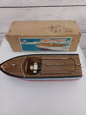 VTG 1950 MHM Japan Wooden Scale Model Toy Boat Brown Top Red Bottom Original Box • $80.75