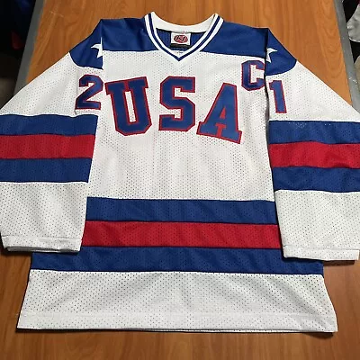 K1 Mike Eruzione Team USA 1980 Olympic Miracle On Ice Hockey Jersey White M • $150