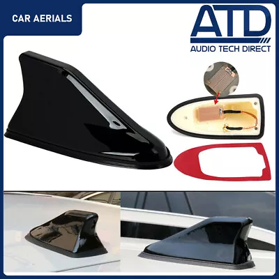 £7.99 • Buy Shark Fin Aerial Gloss Black Universal Fit Car Roof Antenna FM Screw On Adhesive