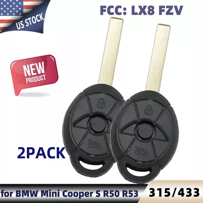 2x Remote Car Key Fob For BMW Mini Cooper S R50 R53 2005 2006 2007 LX8 FZV • $29.02