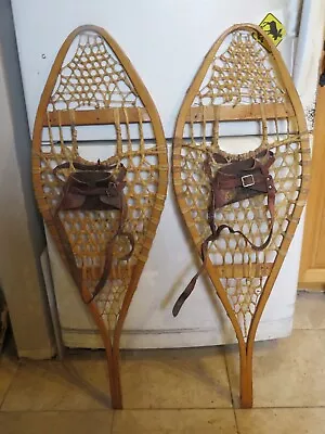 Vintage Wooden Snowshoes Size   40` Long By  13`` Wide  Nice   (3807 • $59.99