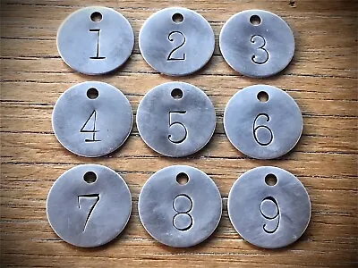 Number 1-9 Set Of Tags Metal Numbered Keychain Stamped Cattle Tag Mining Cow Fob • $35.98