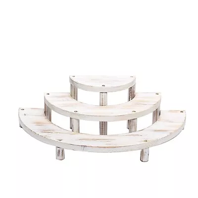 Whitewashed 3 Semicircle 3 Tier Wooden Cupcake Dessert Display Stands Events • $28.79