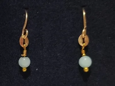 14ct Gold Earrings With Certified Amazonite • £27