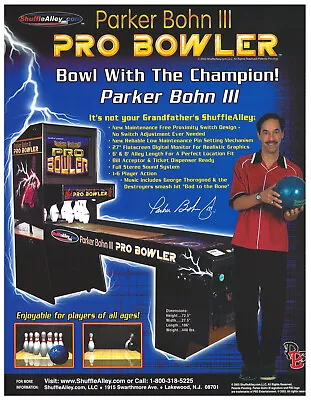 Pro Bowler Parker Bohn III Shuffle Alley Bowling Arcade Flyer / Brochure / Ad • $9.95