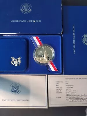 1986-S U.S. Liberty Ellis Island Silver Dollar Coin (w/ COA & OGP) • $20