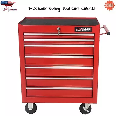 7-Drawer Tool Trolley Storage Chest & Rolling Cabinets Organizer Lockable Wheels • $224.99