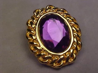 Vintage Signed KJL (Kenneth J Lane) Goldtone & Purple Rhinestone Earrings • $4.12