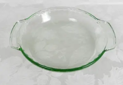 MSE Pie Dish 9  Green Glass Fluted 1 Qt Martha Stewart Everyday Made In USA • $14.99