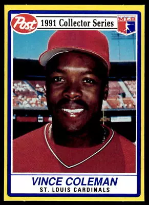 1991 Post Cereal #5 Vince Coleman Baseball Card Cardinals • $2