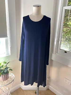 NWT ZIMMERMANN Navy Stretch Long Sleeve Swing Dress Sz 2 Or 12 AU RRP $185 [hk • $75