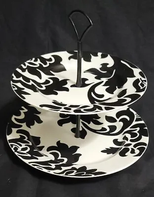 Martha Stewart Collection Macy's Black And White Floral 2 Tier Dessert Stand. • $25