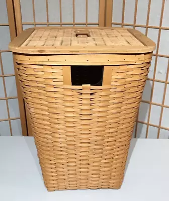 Longaberger Basket Hamper 22” Tall W Lid And Plastic Liner Laundry  Vintage 1997 • $175