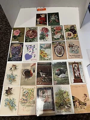 Vintage 1900’s Postcards Lot Of 22 Various T-Giving Xmas New Years Congrats Etc • $29.99