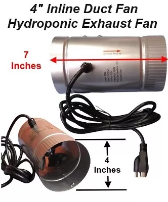 4  Inline Duct Fan 100 CFM HVAC Hydroponic Exhaust Fan • $22.50