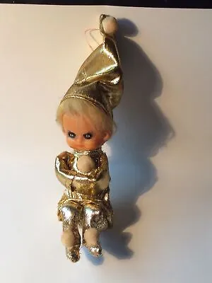 Vintage Metallic Gold Elf Pixie Shelf Sitter Knee Hugger Ornament Japan • $20