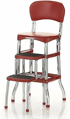 Retro Folding 2 Step Bar Stool Kitchen Counter Chair Ladder 1950 Style Footrest • $136.95