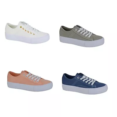 Dek Womens Canvas Pumps Trainers Shoes Plimsolls Plimsol Ladies Lace Up Size • £17.99