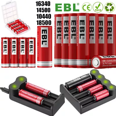 EBL 18500 16340 14500 10440 Rechargeable Batteries Lot / 2/4 Slot USB Charger US • $11.19