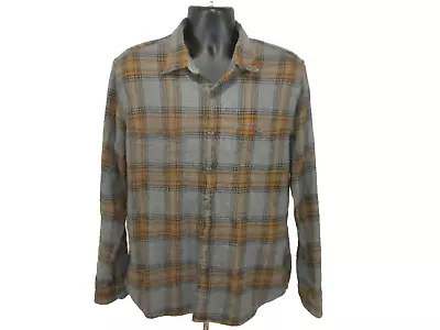 J Crew Mens Shirt L Gray Brown Classic Mid Weight Plaid Flannel Button Brushed • $18.99