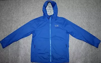 MOUNTAIN HARDWEAR MEN'S PLASMIC ION RAIN JACKET DryQ Evap Hooded Blue L Jacket • $29.69