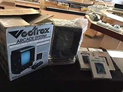 Vectrex Arcade System 1982 HP-3000 Console Video Game + Box + 5 Games RARE WORKS • $1199.99