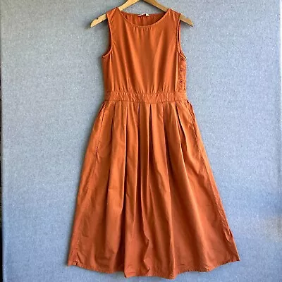 Gorman Dress Womens Sz 6 Orange 100% Cotton Pinafore Style Midi Fit Flare Faded • $39.99