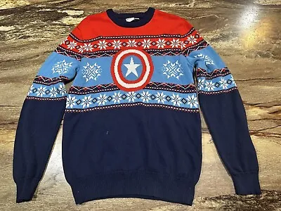 CAPTAIN AMERICA Christmas Marvel Blue And Red Mens Medium Super Hero Comics Dc • $25