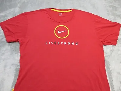 Nike LIVESTRONG Foundation Shirt XXL Red Yellow Swoosh Logo Fight Cancer Mens • $22
