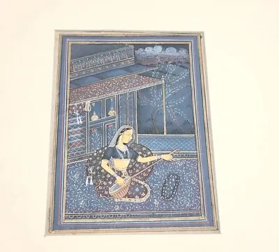 Antique Persian Miniature Illustrated Manuscript Page Art Mughal Painting 5x6 • $68