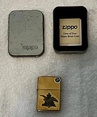 $100 • Buy ZIPPO BUDWEISER ANHEUSER BUSCH EAGLE BRASS LIGHTER 2000 Unfired Sticker Intact