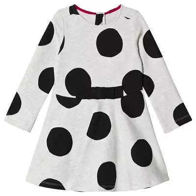 CATIMINI Girls Sz 10 (140) Grey And Black Spot Jersey Skater Dress EUC • $29.99