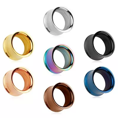 1 X Pair Of Coloured Double Flared Metal Ear Flesh Tunnels Piercing Stretchers • $6.20