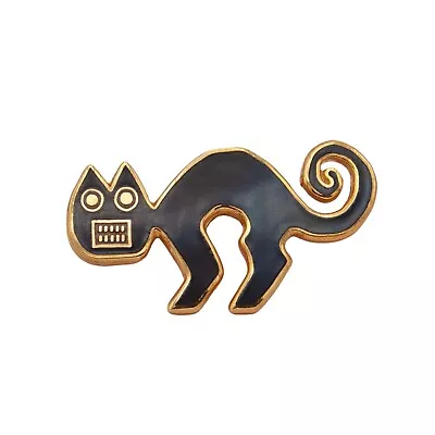 Vintage MMA Metropolitan Museum Of Art Gold 1985 Crazy Scaredy Black Cat Brooch • $34.95