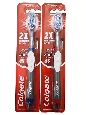 2 X Colgate 360 Max White Expert Whitening Sonic Power Battery Toothbrush • £13.29