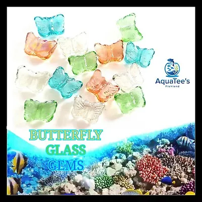 Fish Tank Decorations Glass Gem Marbles Decor Nano Accessories Butterfly Shaped • $14.99