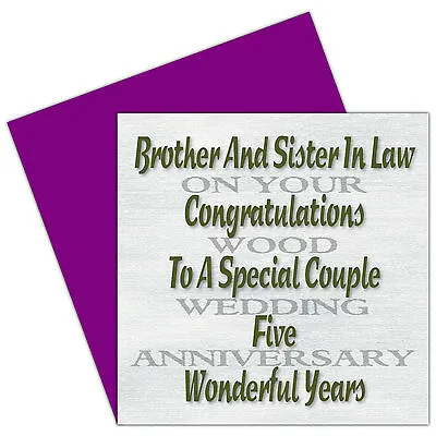 £4.50 • Buy Brother & Sister In Law 1st - 70th Years - On Your Wedding Anniversary Card